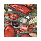 Tomatoes and bell peppers, healthy table (Print Only) thumbnail