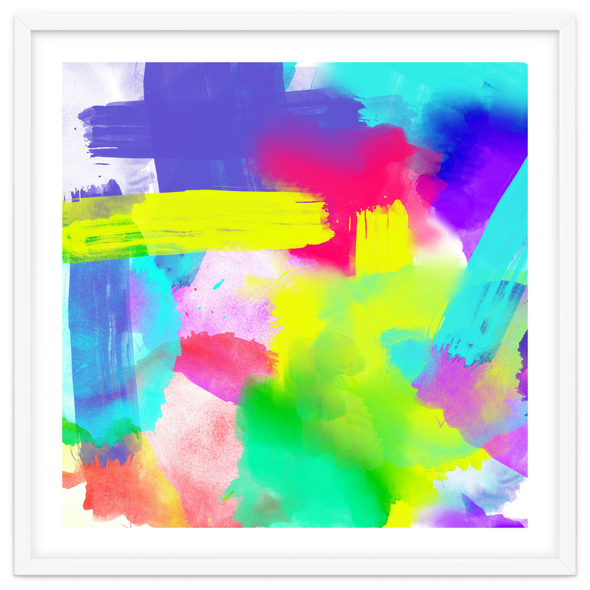 Abstract Stripes Neon Artistic Watercolor Pattern