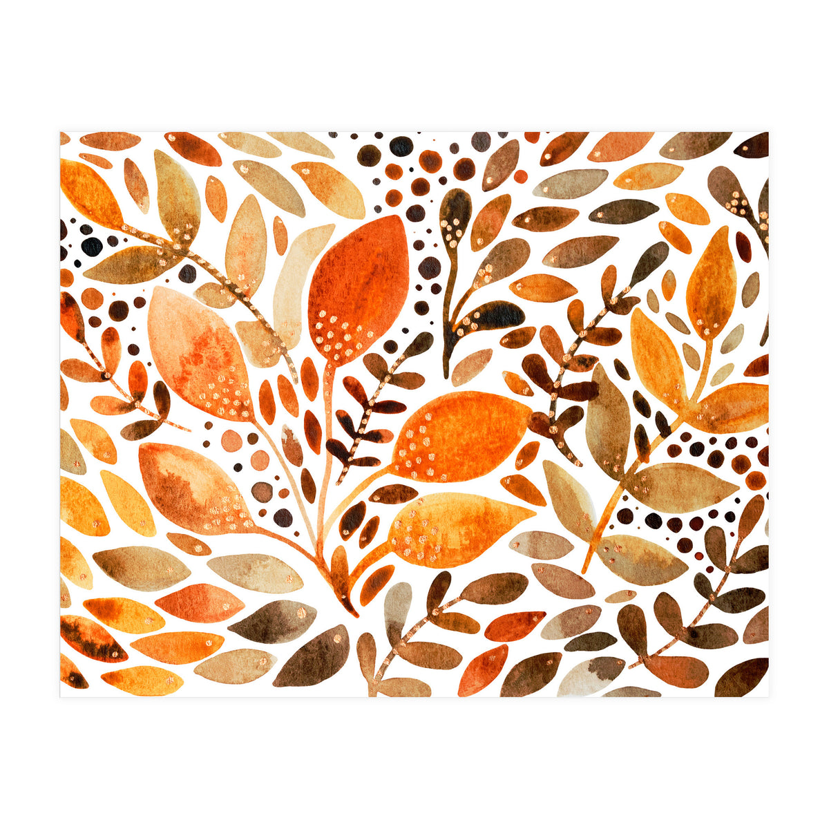 Watercolor modern foliage - autumn palette (Print Only)