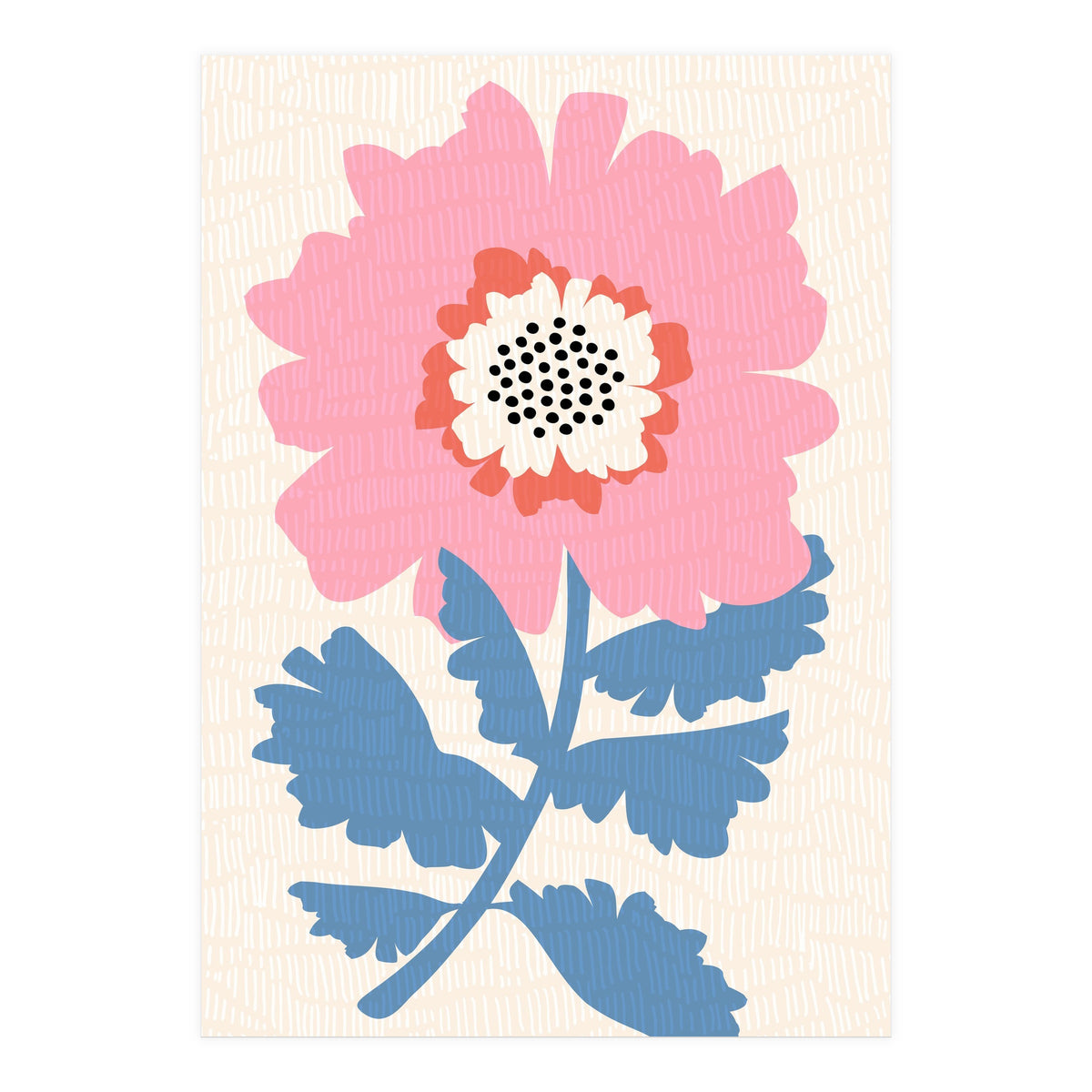 Pink Modern Folk Art Flower (Print Only)