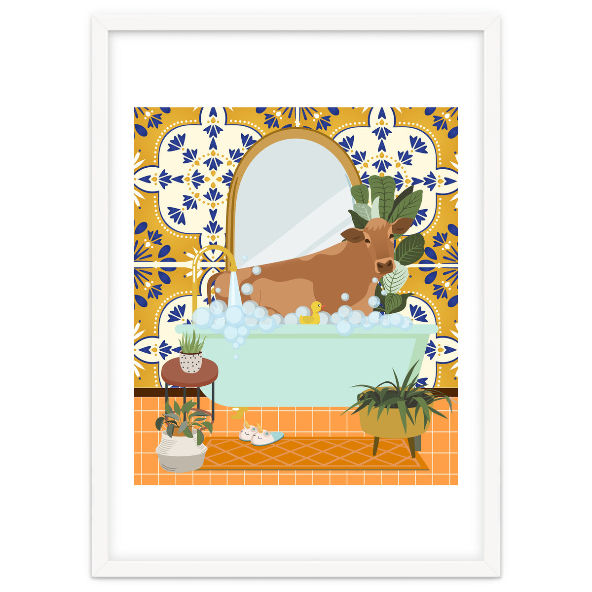 Cow Bathing in Moroccan Style Bathroom