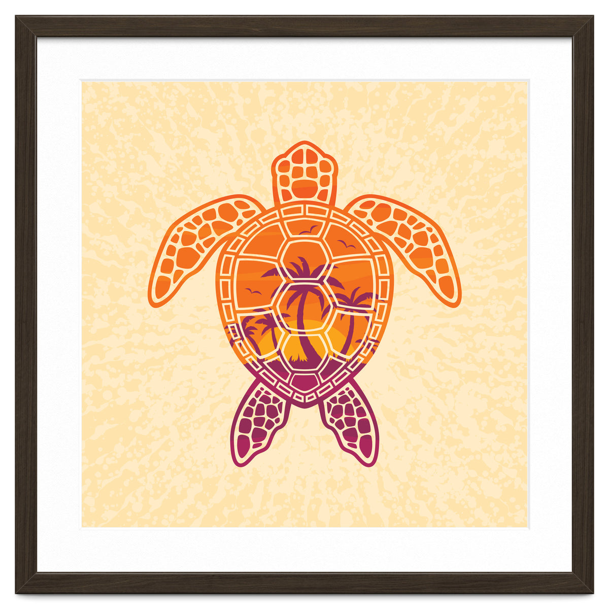 Tropical Sunset Sea Turtle Design