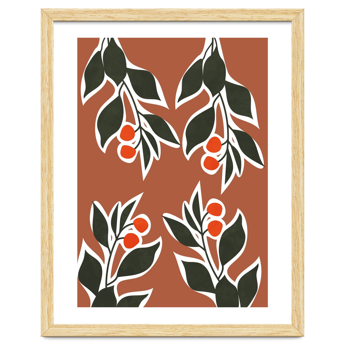 Red Cherry Leaf Boho Botanical II