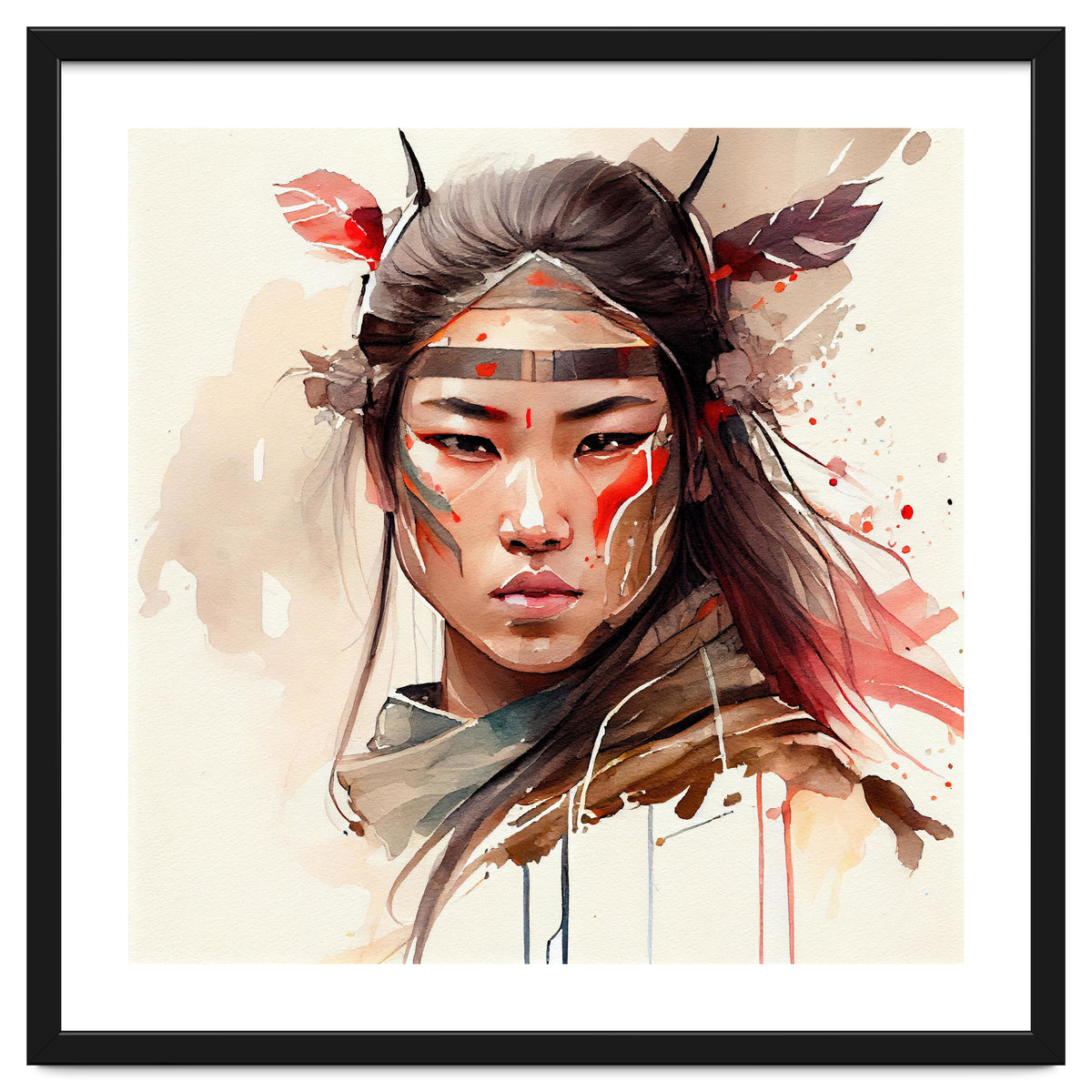 Watercolor Asian Warrior Woman #2