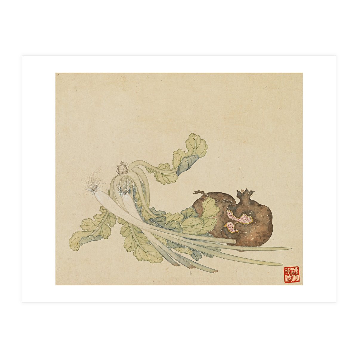 Wang Chengyu ~flowers, Vegetables, Pomegranates, Onions, Chinese Cabbage, Vegetables (Print Only)