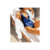Girls Just Wanna Have Sun Painting, Woman Fashion Swim Beach Vacation Travel Summer Illustration (Print Only)
