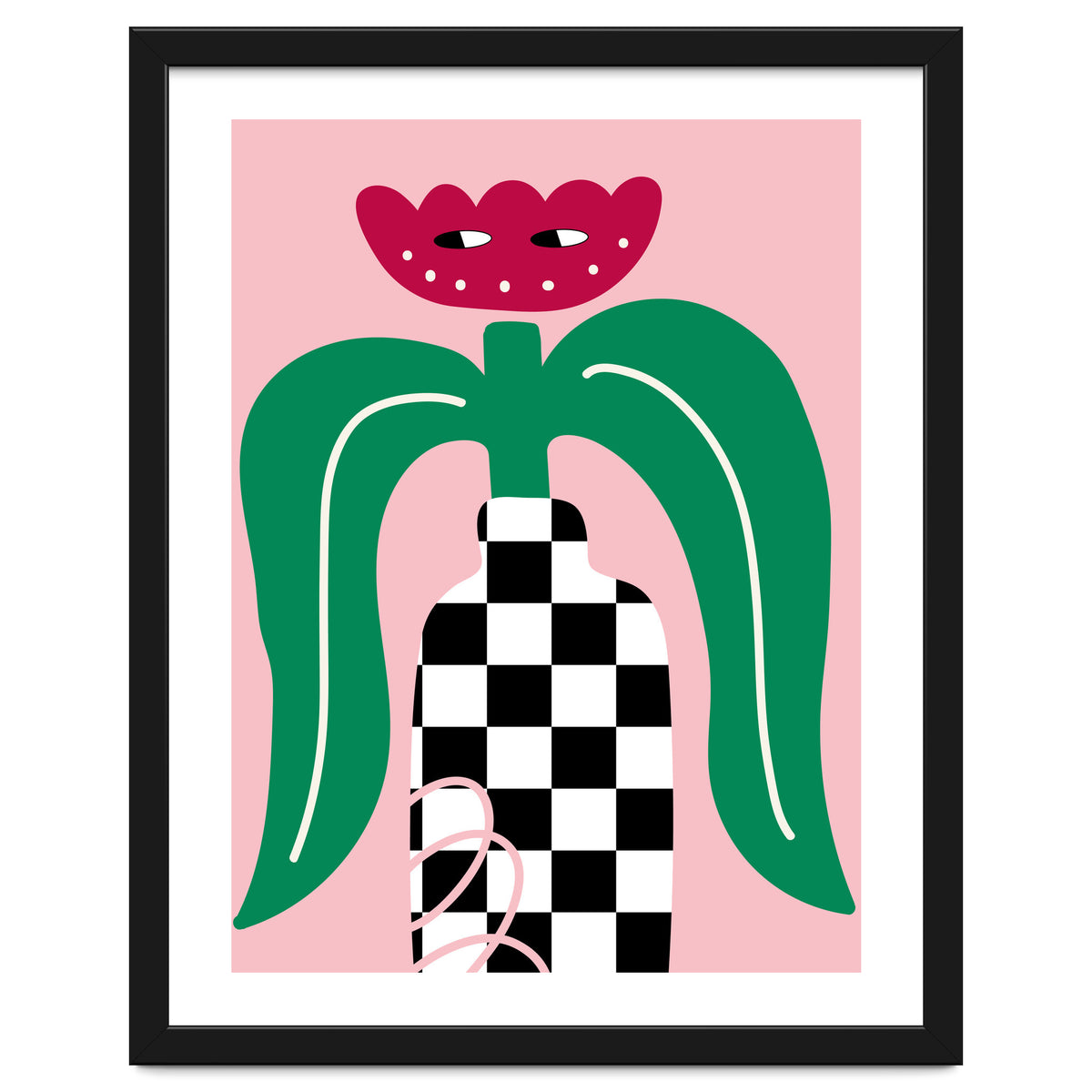 Flower in Checker Vase
