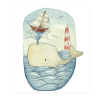 Cute Whale In The Sea (Print Only)