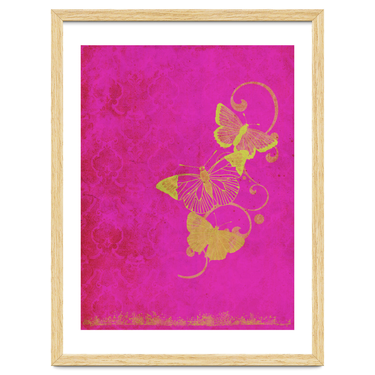 Yellow Butterflies on Pink
