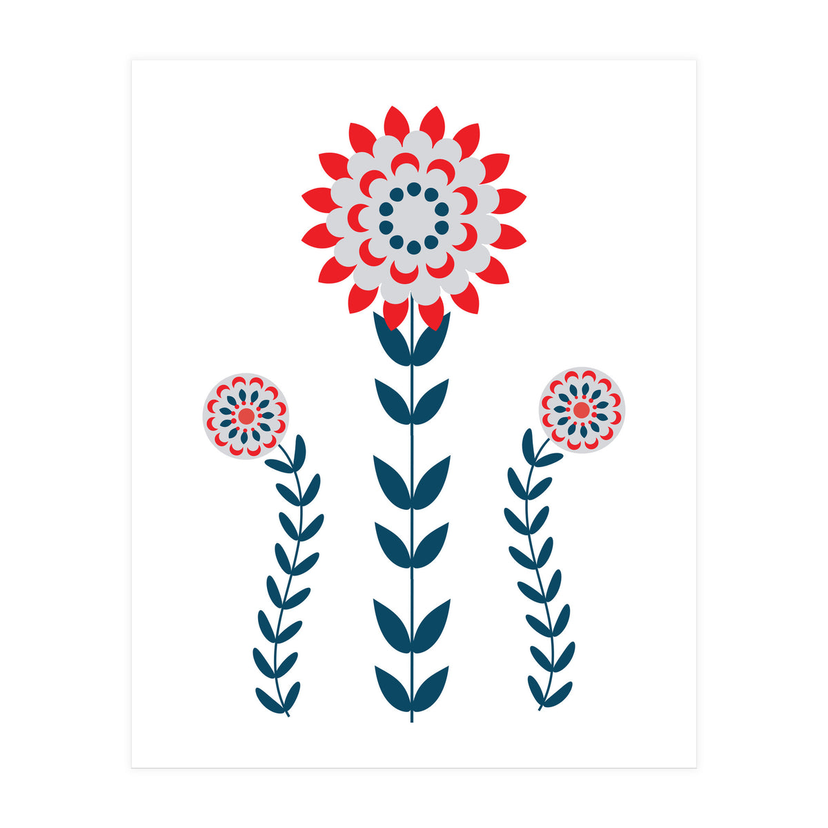 Scandi Folk Flowers  (Print Only)