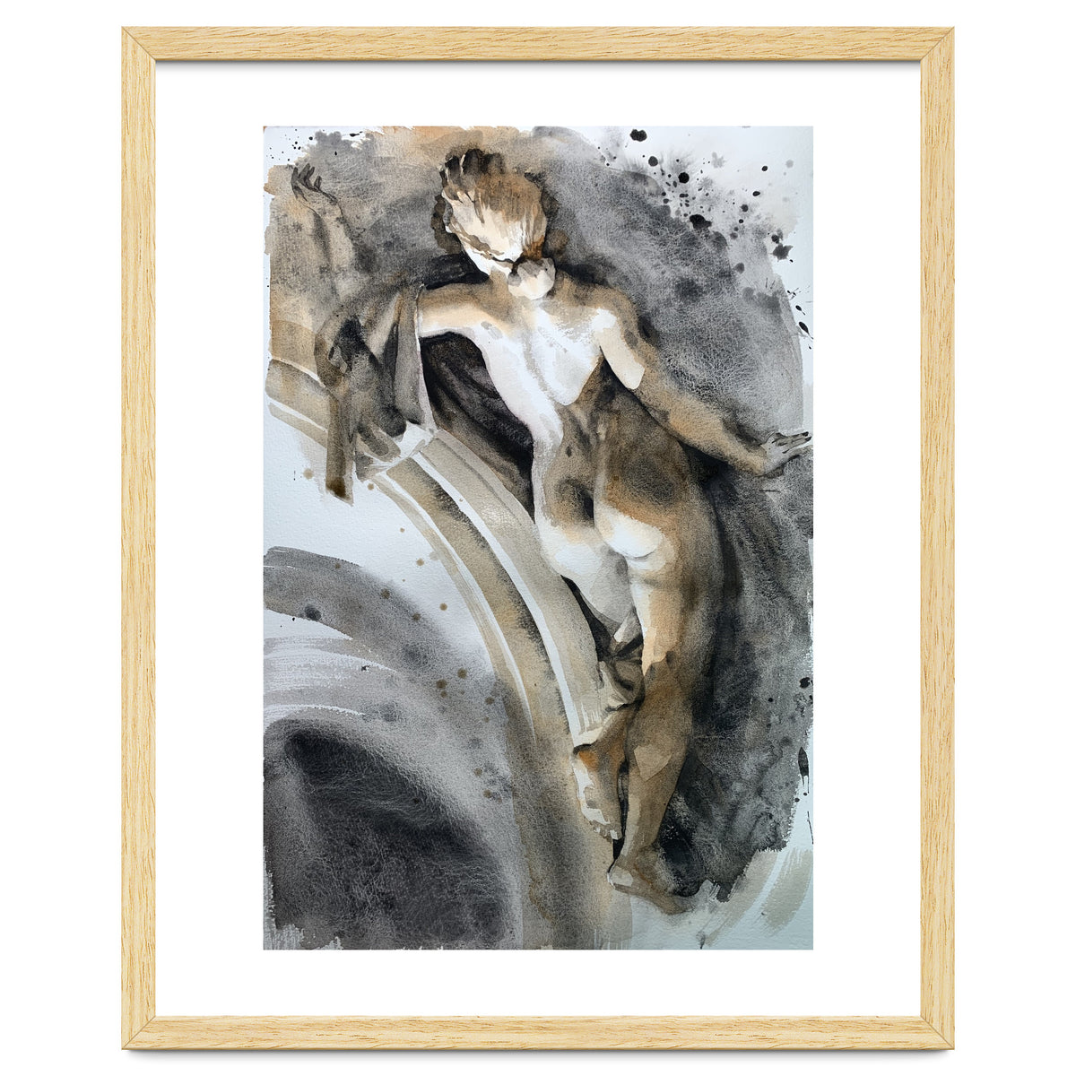 Antique sculpture of a naked girl from behind