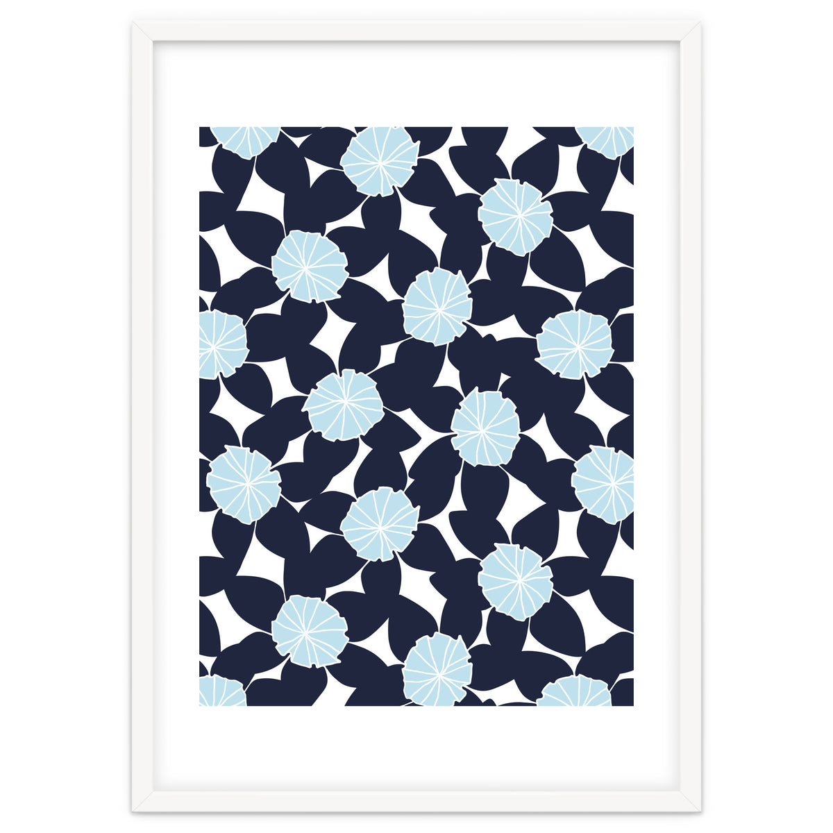 Pastel Blue Abstract Flower Pattern