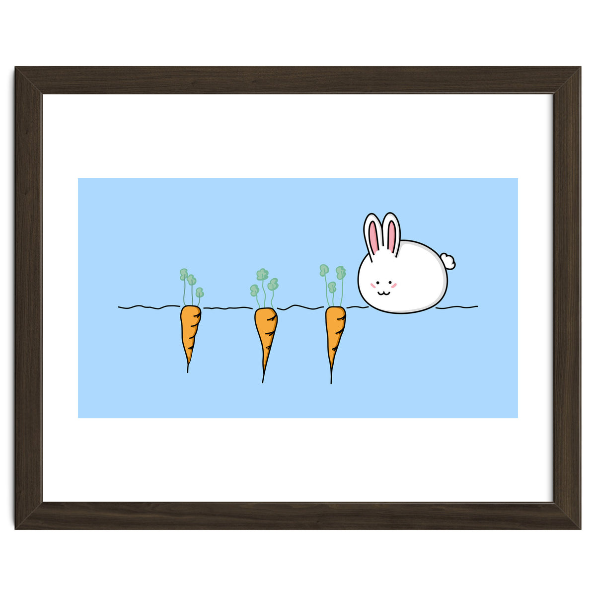 Kawaii Cute Rabbit With Carrots
