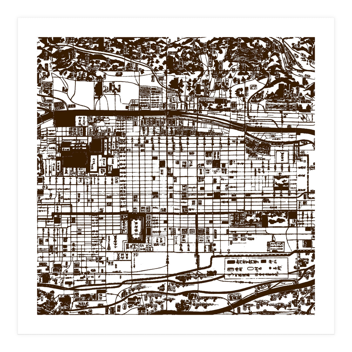 Antique Oriental Town Map  (Print Only)