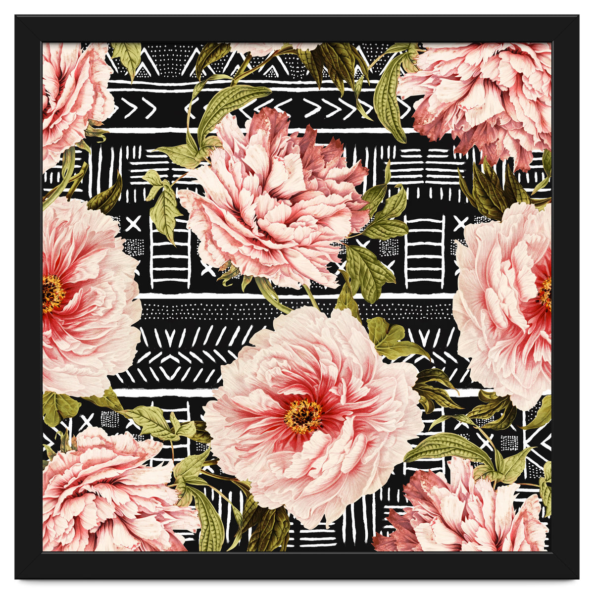 Flowering pink on drawn lines