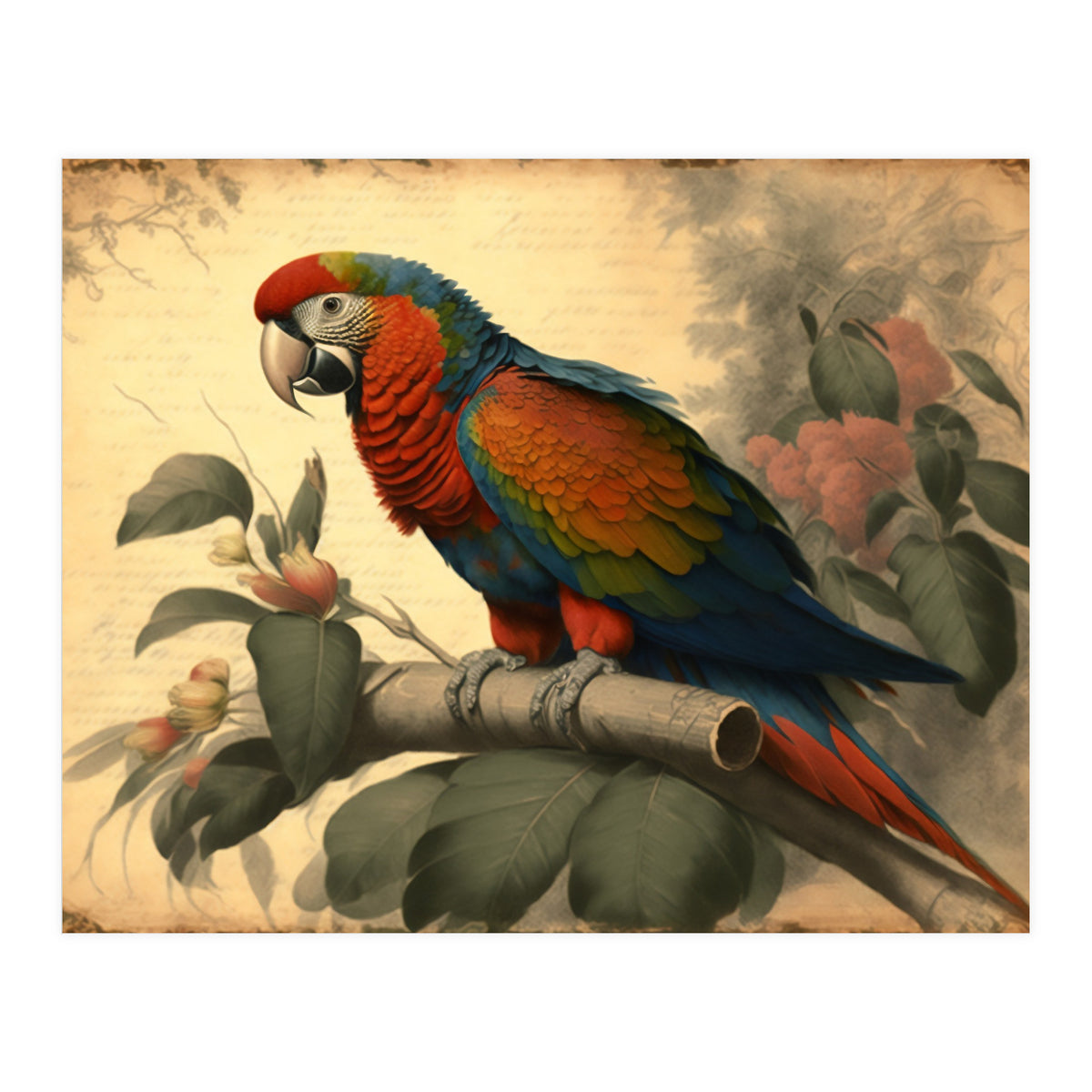 Parrot Vintage Painting (Print Only)
