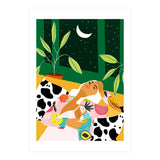 Eclectic Moon Lover | Modern Bohemian Quirky Woman Fashion | Color Pop Dreamer Illustration (Print Only) thumbnail