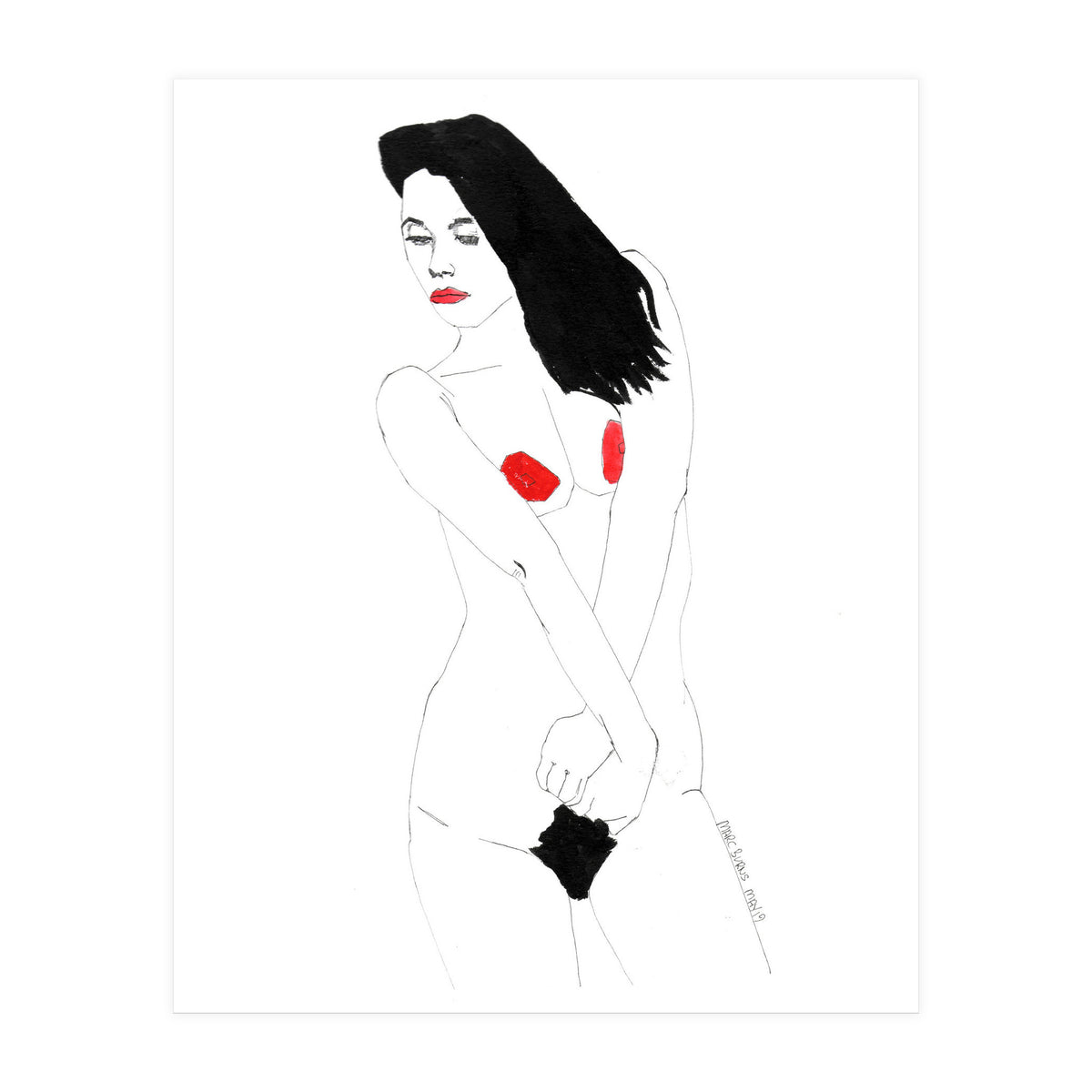 Untitled #19 - Nude in black and red (Print Only)