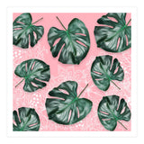 Modern 3d green tropical monstera leaf photo on blush pink white floral illustration (Print Only) thumbnail