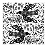 Doves And Flowers Black & White (Print Only) thumbnail