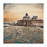 Boat In Venice San Mark`s Basilica Italian Tour Vintage (Print Only)