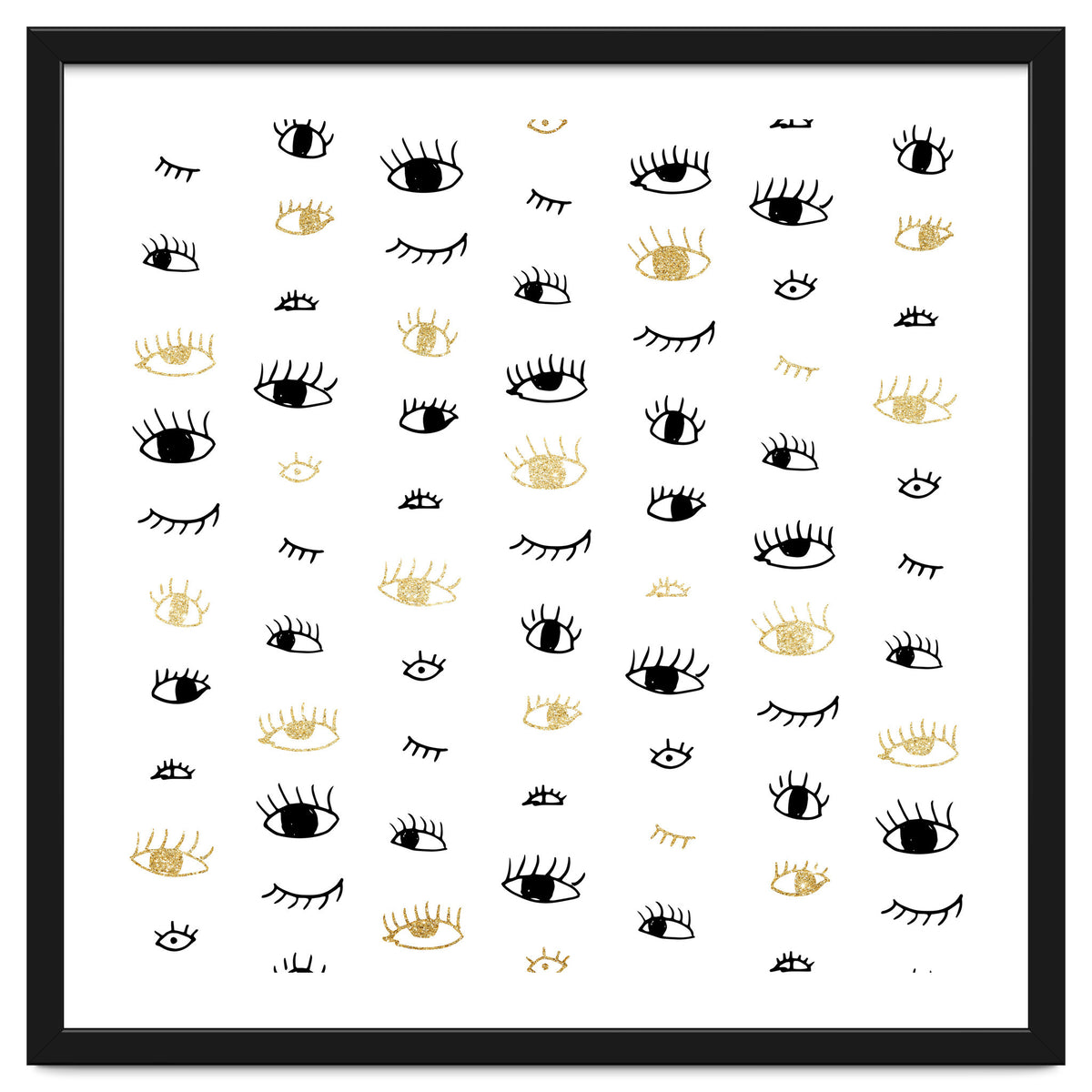 Gold and black eyes and lashes pattern