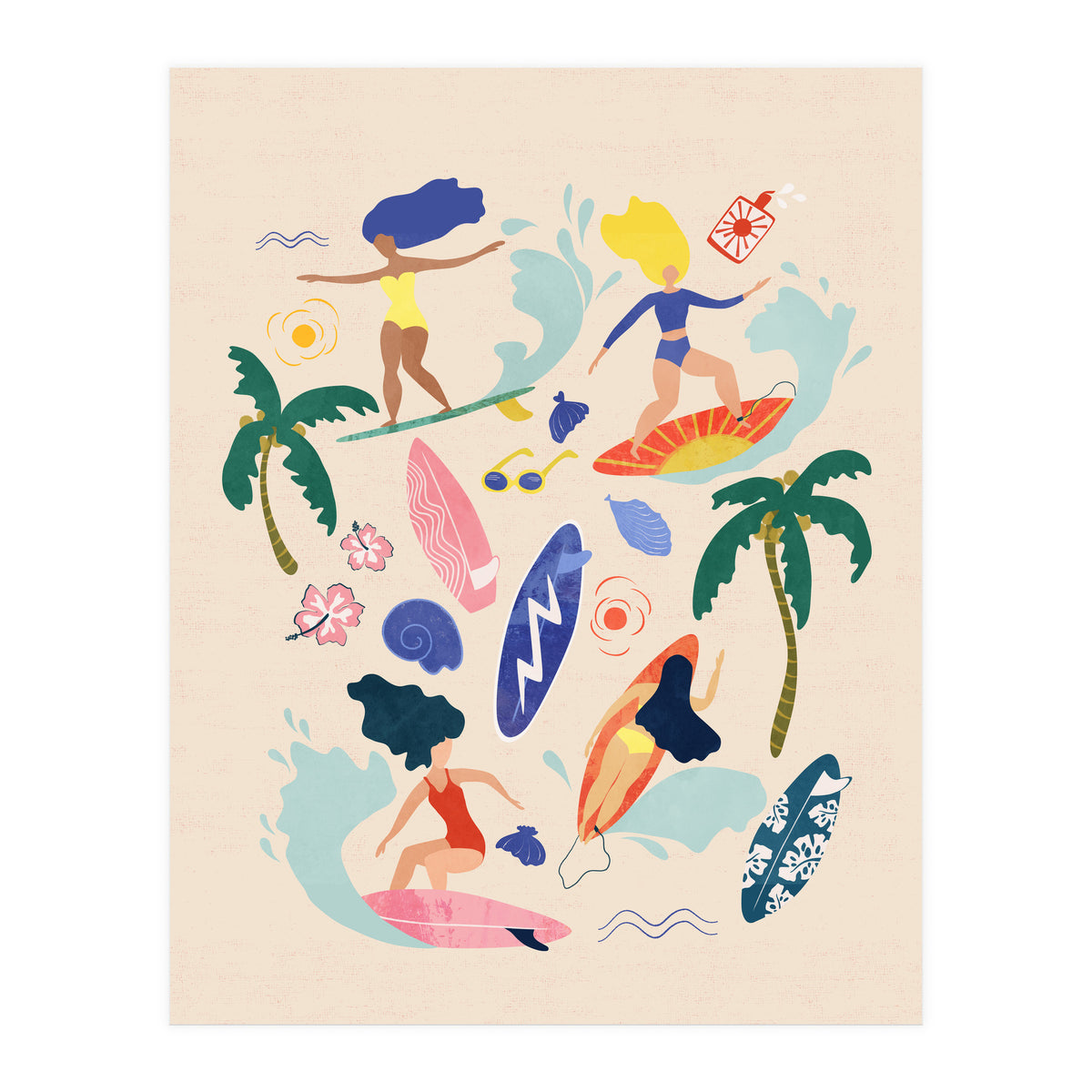 Surfing Girl Light (Print Only)