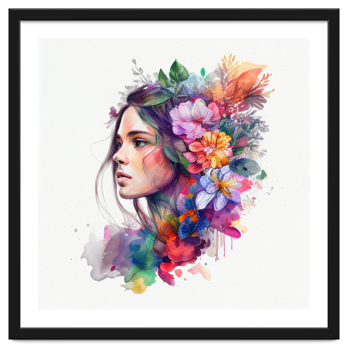 Watercolor Tropical Woman #12