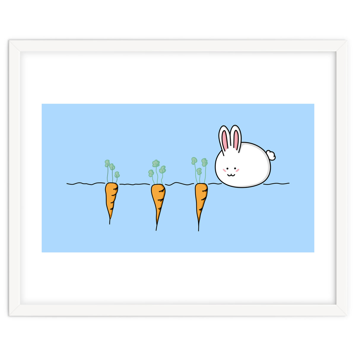 Kawaii Cute Rabbit With Carrots