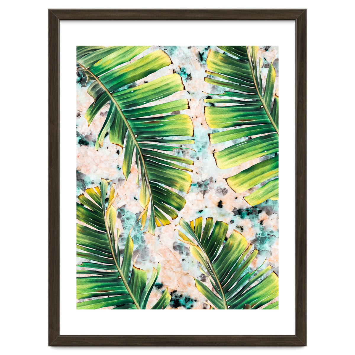 Palm leaf on marble 02