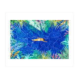 Tropical Jungle Pool | Forest Pop of Color Botanical | Travel Wild Plants Eclectic Watercolor Swim (Print Only) thumbnail