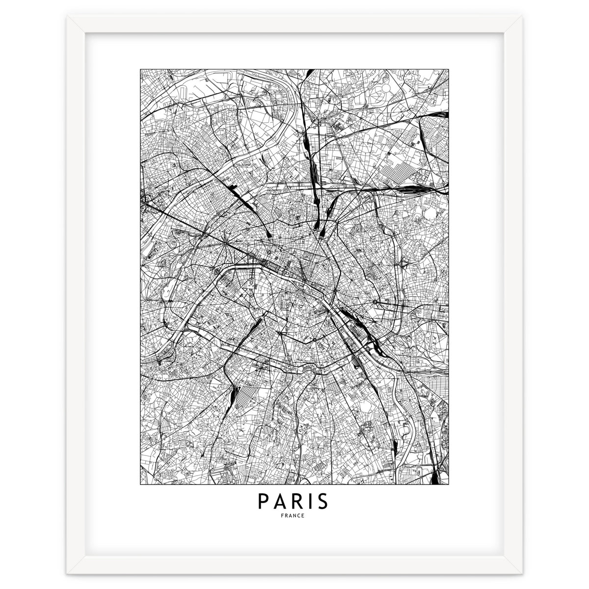 Paris White Map