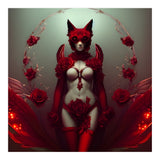 Red Floral Fox Vixen in Lingerie with Roses (Print Only) thumbnail