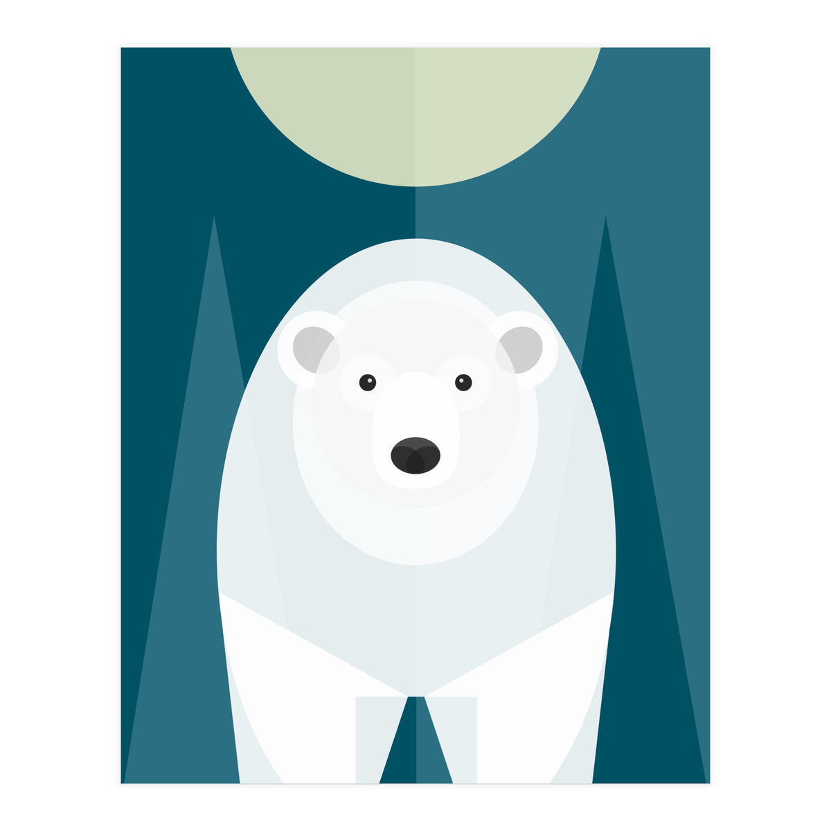 Mid Century Geometric Polar Bear (Print Only)