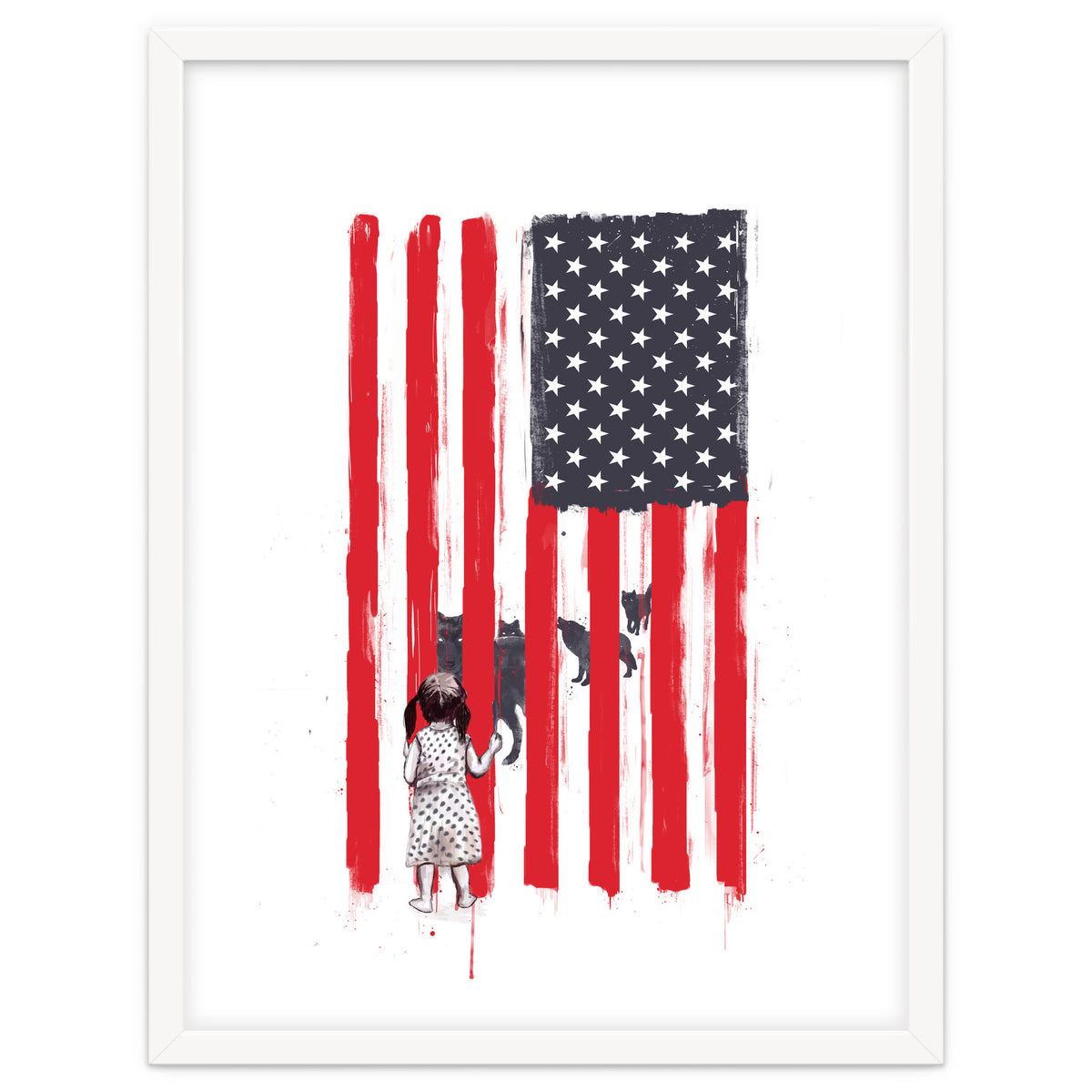 Little Girl And Wolves