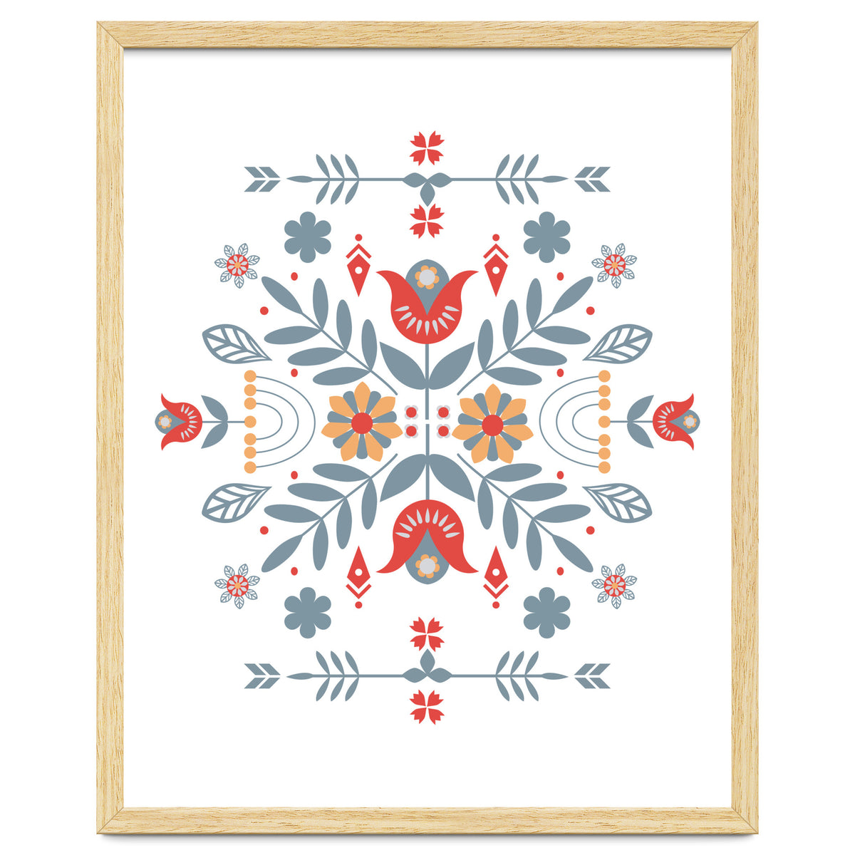 Scandinavian Folk Retro Flower Pattern
