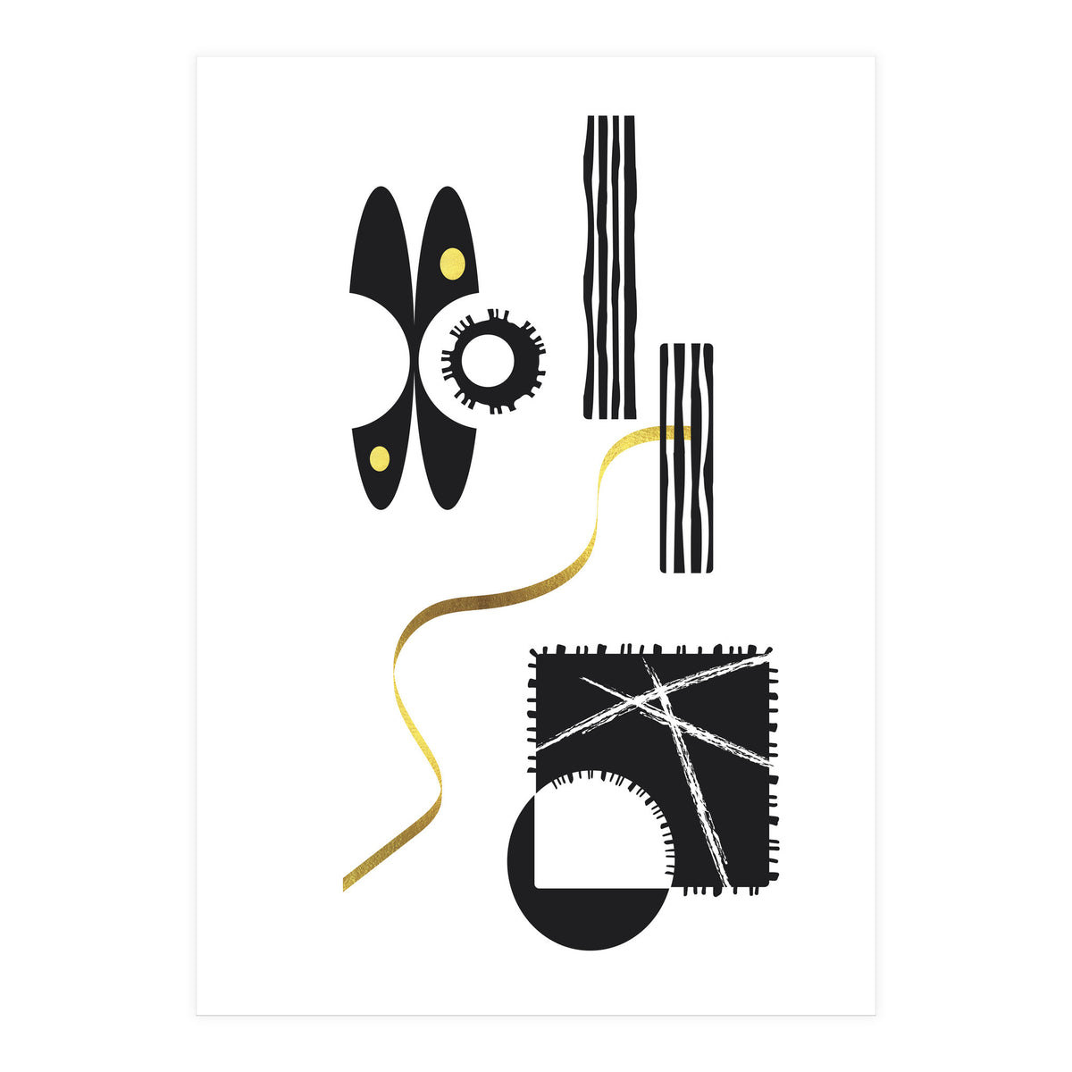 Black & White Abstract No. 3 | gold (Print Only)