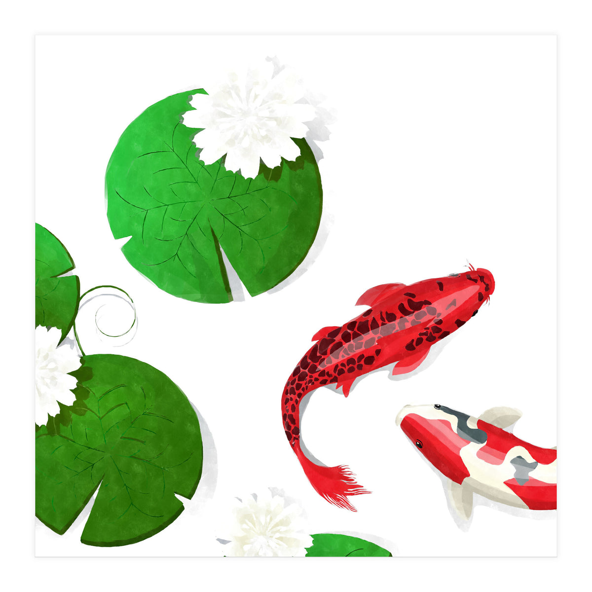 Watercolor Koi Fish Background (Print Only)