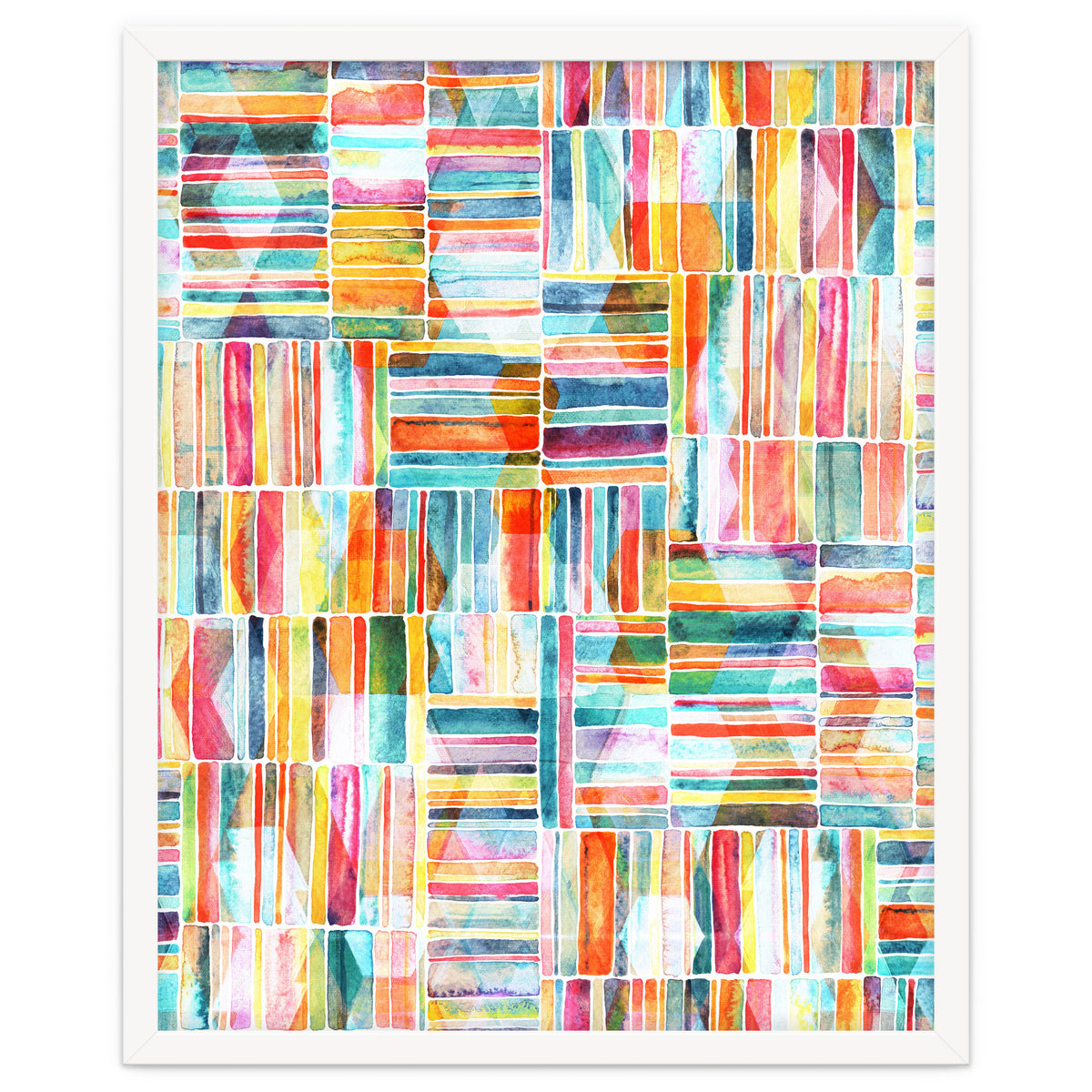 Summer Pastel Geometric and Striped Abstract on white