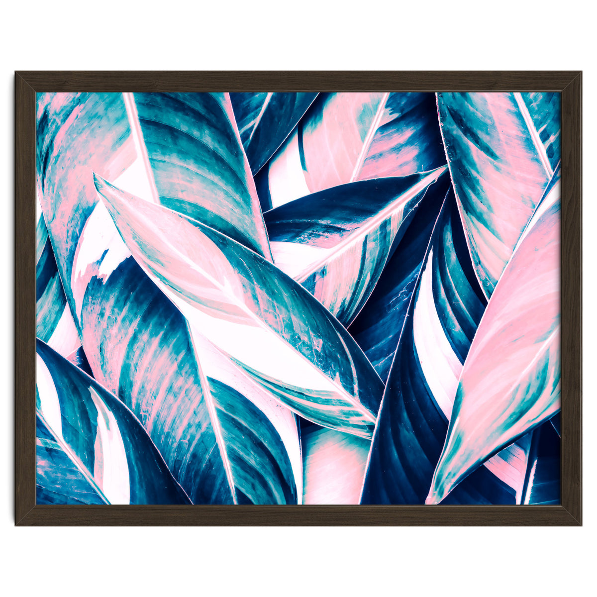 Botanical leaf pink and blue