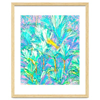 Palm Garden, Tropical Nature Jungle Botanical Painting, Bohemian Intricate Pastel Forest