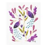 Folk Art Peacocks Purple (Print Only) thumbnail
