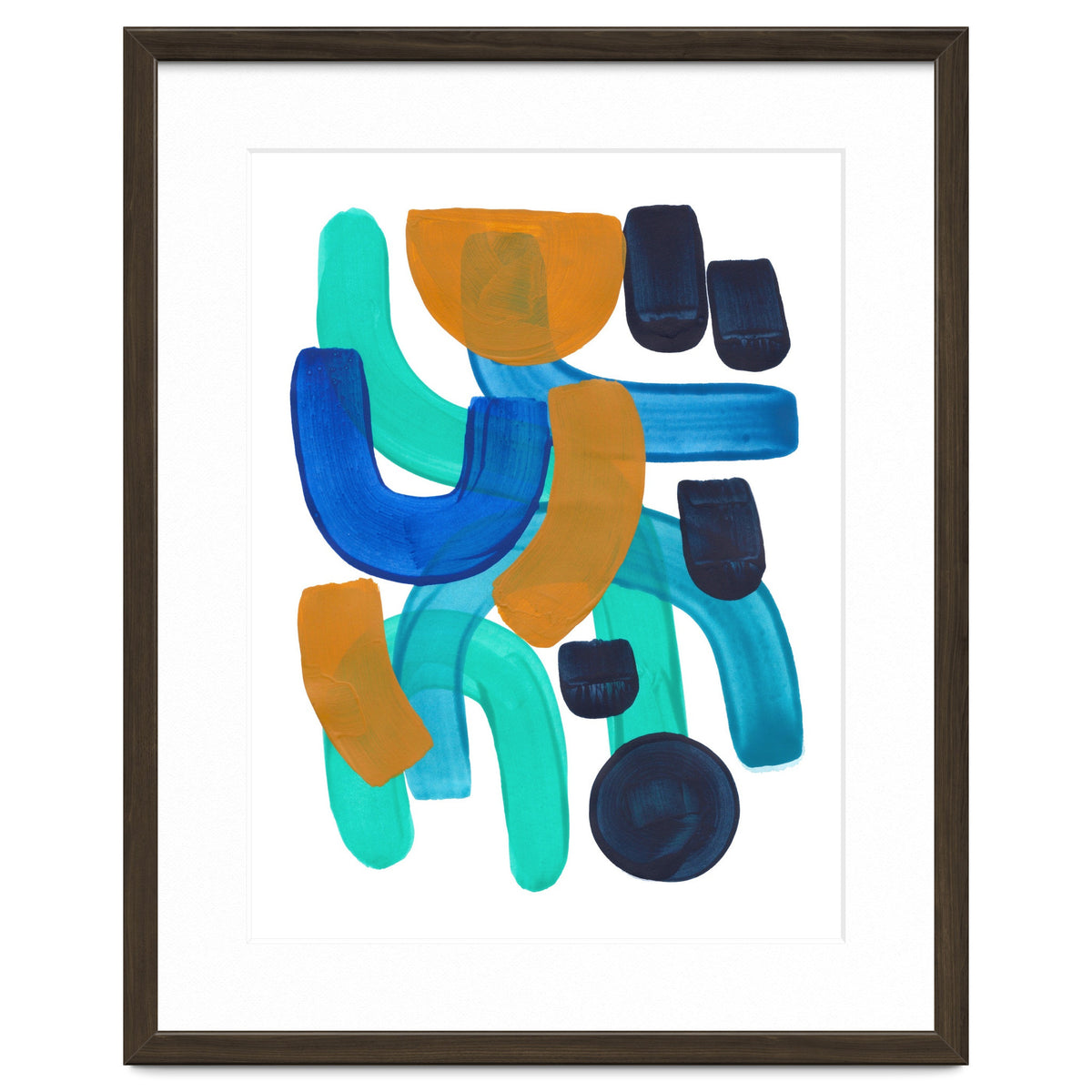 Fun Colorful Blue Turquoise Shape Yellow Accent