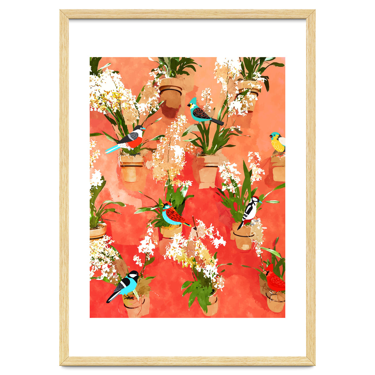 Birds of different feathers flock together | Biodiversity Wildlife Animals Red Watercolor Painting