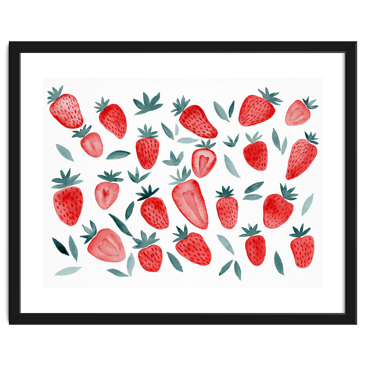 Strawberries - red and teal