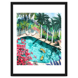 Luxury Tiger Villa illustration, Architecture Travel Nature Painting, Hotel Landscape Garden thumbnail
