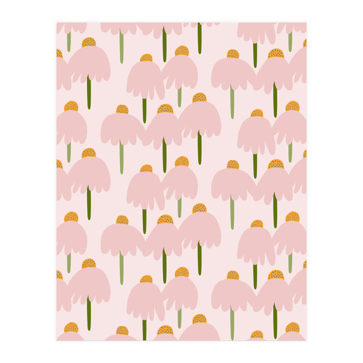 Pastel Pink Flower Pattern  (Print Only)