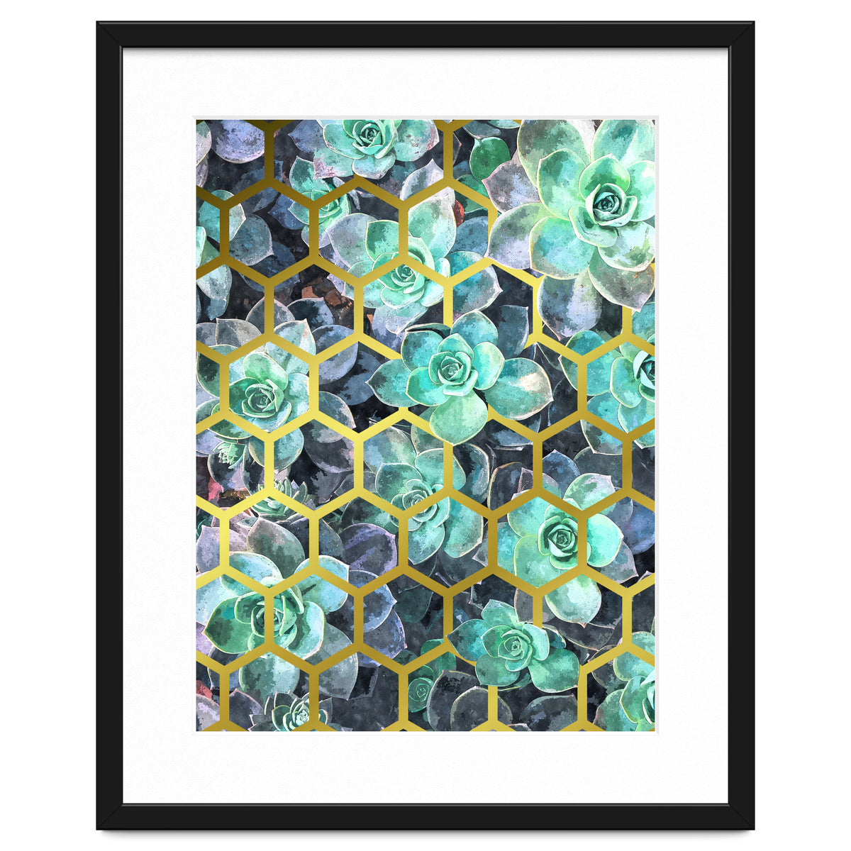 Succulents and Gold Geometric