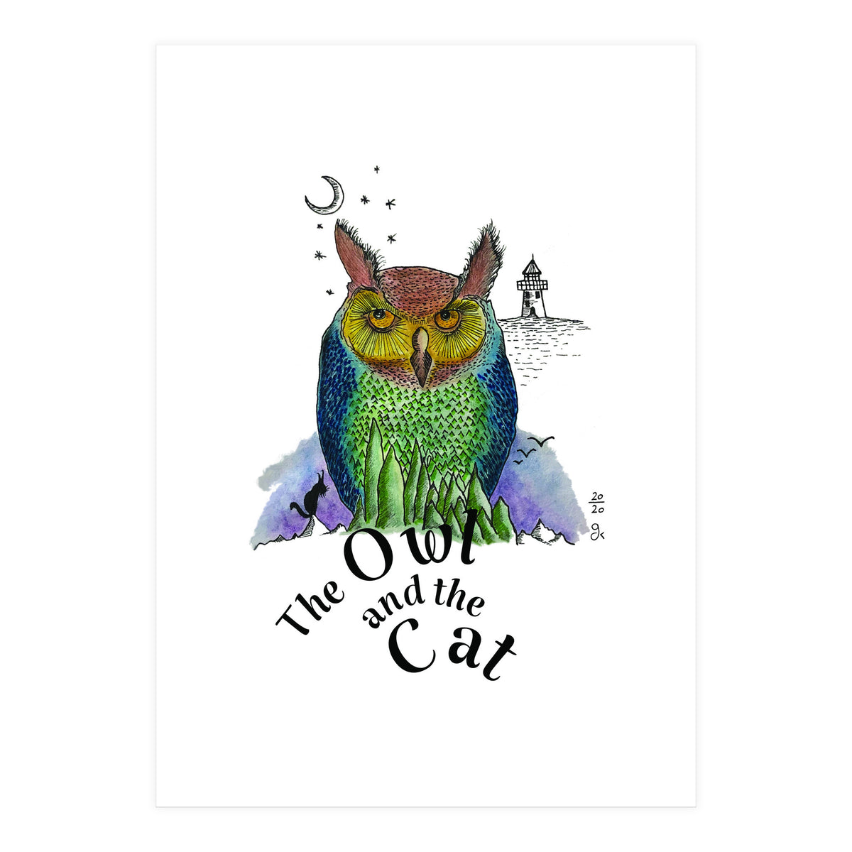 The Owl And The Cat (Print Only)
