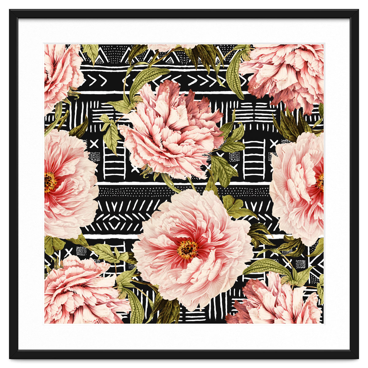 Flowering pink on drawn lines